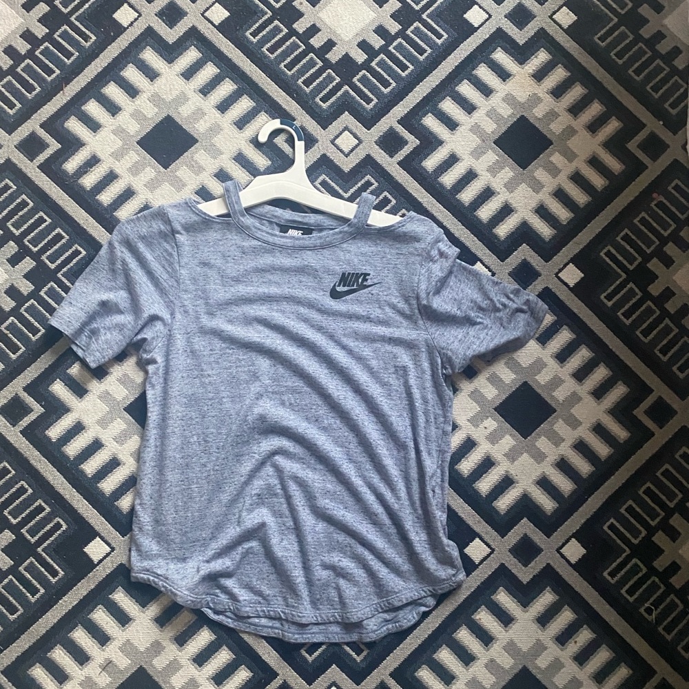 girls nike shirt cut out shoulder